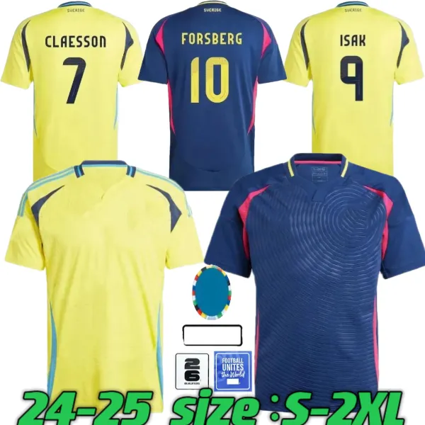 2024 Schweden Ibrahimovic Herren Soccer Trikots Nationalmannschaft Retro Dahlin Brolin Ingesson Zuhause Gelb weg Blau Erwachsenen Fußballhemden Uniformen Kinder Kit