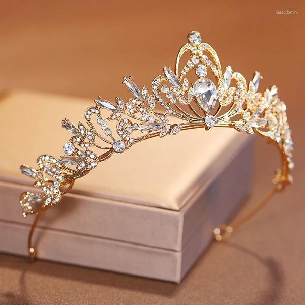 Haarclips Itacazzo Braut Kopfbedeckung Goldfarben Frauen voller klassischer Temperament Hochzeit Crown Girl Geburtstag schillernde Tiaras