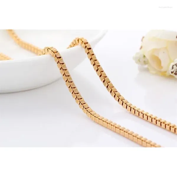 Ketten 3mm 60 cm Gelbgold Farbe Kupferbox Kette Lange Halskette Männer Schmuck für Frauen Jungen Freunden Geschenk Großhandel Bijoux Mode