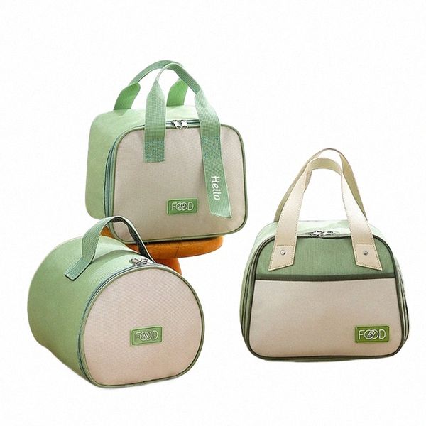 Fridge portatile verde borsa termica per box da pranzo cibo fresco più fresco marsupio da picnic per ufficio impermeabile borse per cena isolata r4mv#