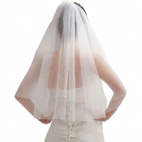 Fifene weiße Elfenbein kurze Brautschleier billige Hochzeitsakromente Velo de Novia Casamento Soft Tulle Hochzeitsschleier 98ux#