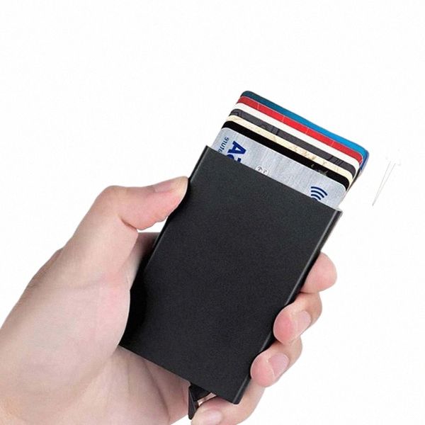 Anti RFID Smart Wallet Bolsa ID do cartão de crédito Metal Metal Men Slim Men Bloqueando Alumínio Carteira Protegida Caso de Cartão Banco 25 anos#