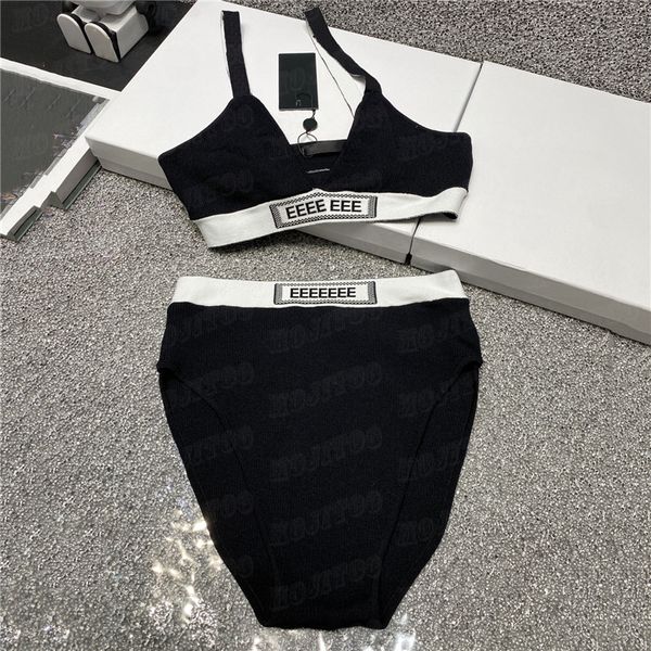 Conjunto de biquíni de grife feminino malha de matéria de maiô de maiô Fashion Sexy Bra Bra Roufera de férias Nada de banheira