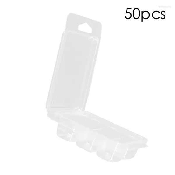 Kerzenhalter 50 Packungen Wachs Schmelze Muscheln Formen quadratisch 6 Hohlraum Clear Plastic Cubenschale für Kerzenseife