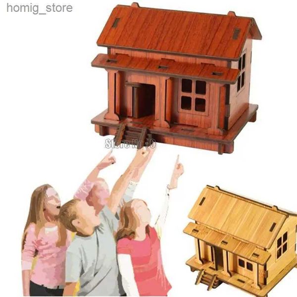 3D Puzzles modernos DIY House 3d Jigsaw Puzzle Toys artesanal artesanal de madeira adulta infantil brinquedos y240415