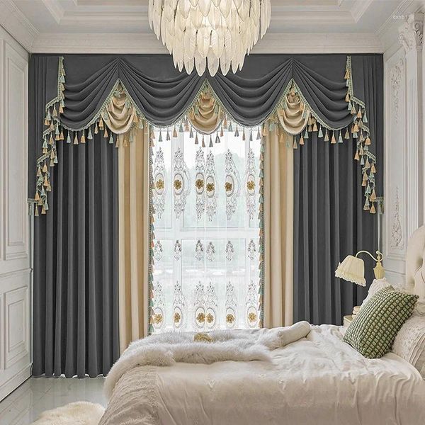 Cortina de cortina de veludo retro americana para quarto de estar de luxo que quente bloqueado de luxo bloqueado de luxo Simples