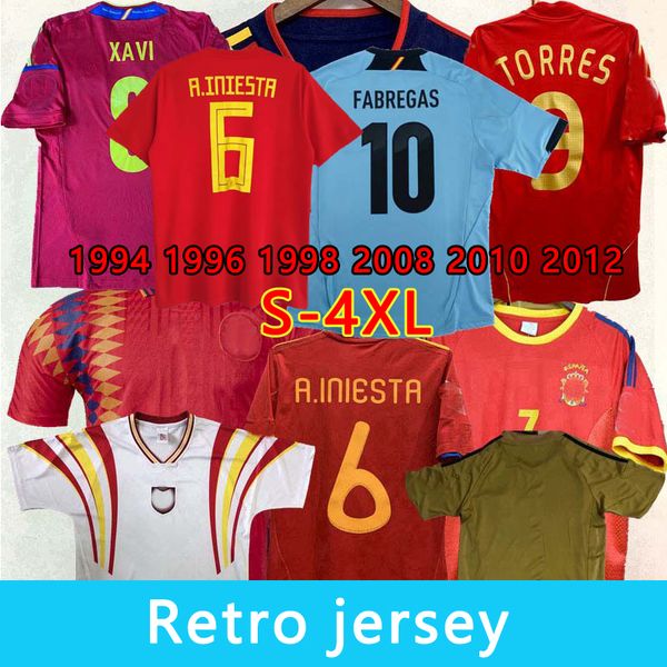 Spain Retro Jersey 1994 1996 1998 2008 2010 2012 Jersey Camacho Michel Guardiola Raul Sancis Xavi Jersey Jersey