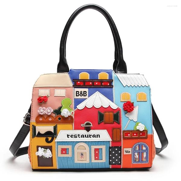 Umhängetaschen Mode Frauen Handtaschen Ladies Bag Box Form Cartoon für Frauen große Kapazität Paket Schulmädchen süße Klappen 2024