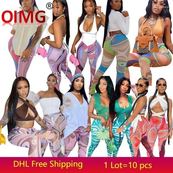 Frauenhose 10 Großhandel Frauen Mesh Frühlingskleidung 2xl Leggings sexy Gaze Capriis Print Dehnsames Freizeithosen Bulk Artikel 5251