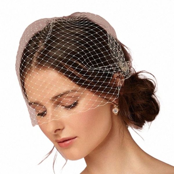 Sier Gold Birdcage Veils White Blusher Veil для невесты Schleier Braut M7V9#