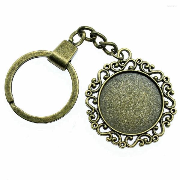 Keychains rund Vintage Style Cameo Cabochon Anhänger Basis -Einstellung Schlüsselring DIY Accessoires Schmuckzubehör Geschenkring Größe 30 mm