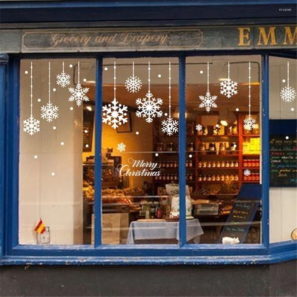 Adesivi da parete Modelli di fiocchi di neve di Natale decorativi per finestre di vetro e porte al Festival di primavera