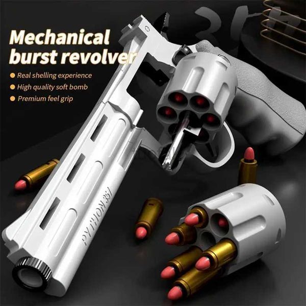 Gun Toys Revolver Gun Soft Bullet 357 19/33/28cm para Childrens Kids Pistol Toy Ejeção simulada Child Bullet Toy Guns Modelo 240416