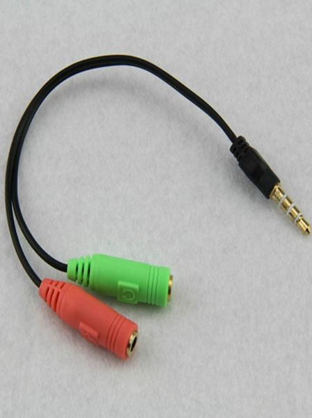 В целом 200pcslot 2-1 Audio Cable Adapter Overtection Head в два мобильных гарнитуре компьютера MP3 -плеер Game Box550683