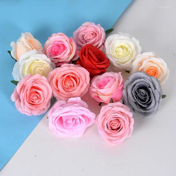 Fiori decorativi 20pcs 10 cm grandi rose artificiali fiore nuziali accessori da sposa per cima