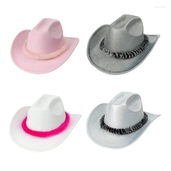 Beralar Kadın Kovboy Şapkaları Bahar Kış Zarif Leydi Proms Party için Düz Renkli Şapka
