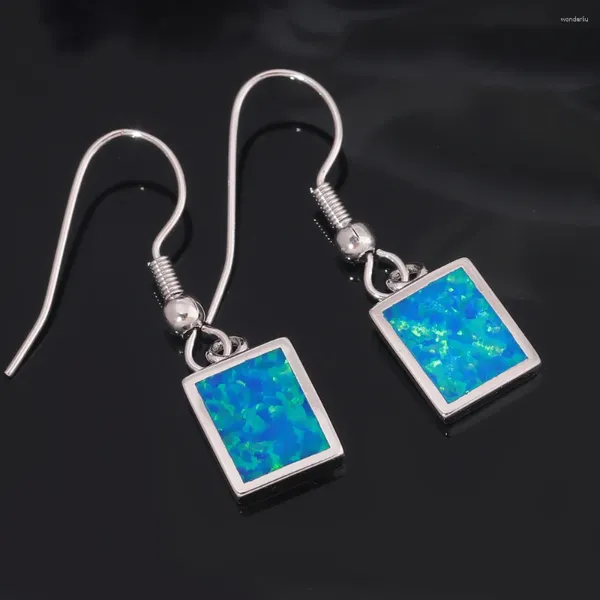 Brincos de Dangle Cinily criou Pink Blue Orange Fire Opal Silver Plated Gifts For Women Girls Square Square Brincho