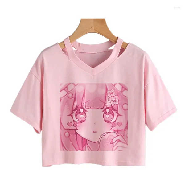 Camisetas femininas Mulheres Moda Roupas fofas Kawaii Camiseta punk de manga curta