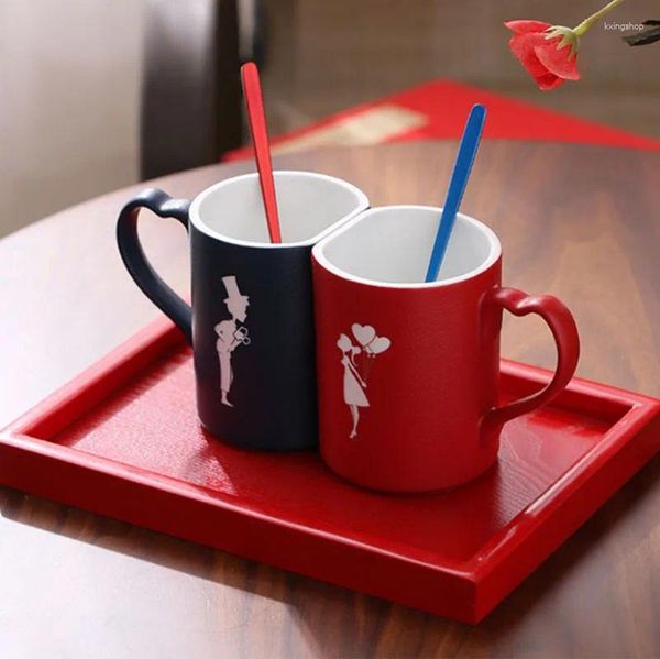 Canecas canecas casal caneca definida xícara de cerâmica engraçada para noiva e noivo Casamento de aniversário de presente de presente de presente