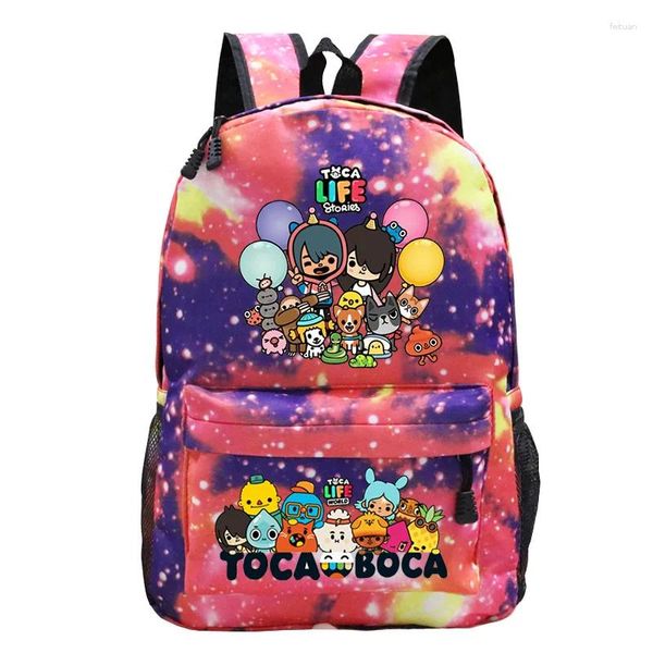 Backpack Toca Boca Life World Game Game Trendy Fashion Boys and Girls Cartoon Print Infantil Gift School Bag Sports Outdoor