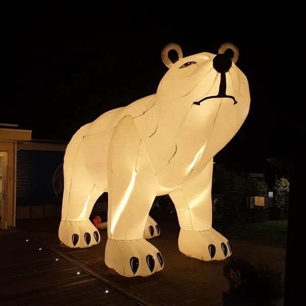 20 Fuß Länge aufblasbare Polarbären -Cartoon -Modell Riese Weißbären Großer Tierballon für Werbung