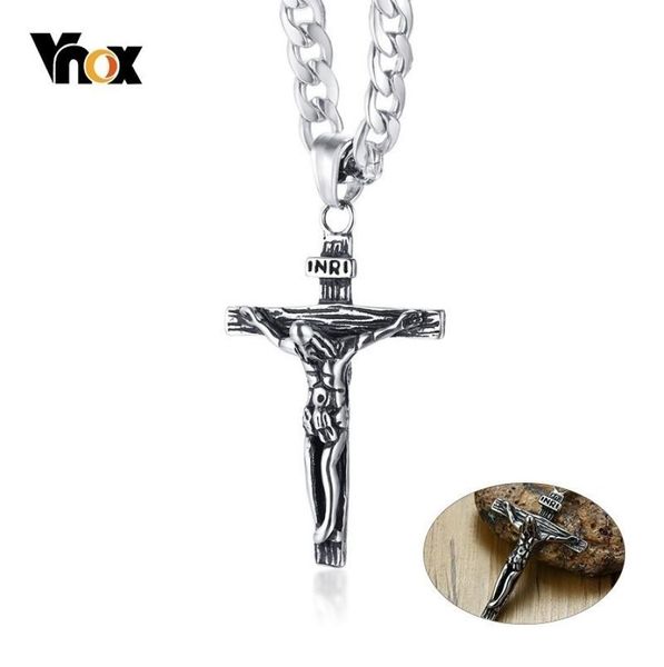 Vnox Crucifix Jesus Halskette für Männer Edelstahl Kubanische Kette 20 