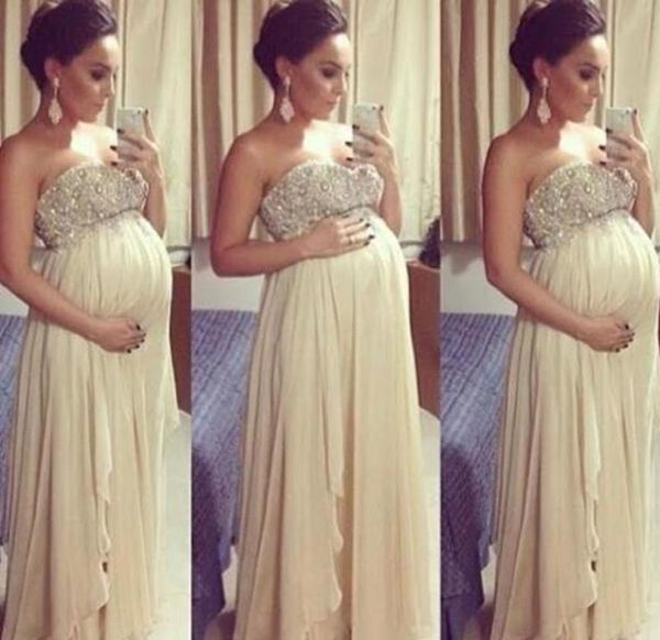 Потрясающие выпускные платья для беременных женских кристаллов кристаллы шифоновые вечерние платья для беременных для материнства высококачественной формальной одежды 4756636