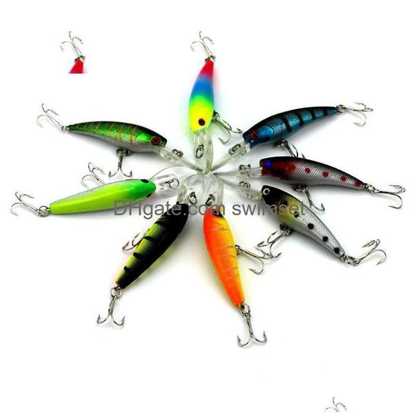 10 parça/lot balıkçılık cazibesi minnow plastik 9.1cm 8.3 g 6 kancalı 3 DEYES yapay yem damla teslimat dhlsd