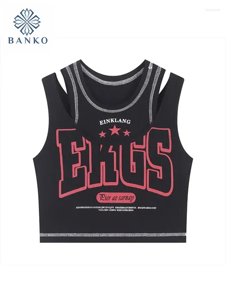 Frauen Tanks Frauen HipHop Crop Top hochwertiger Buchstaben Print Camisole 90S Modeweste Streetwear Freier Schultertank Gyaru Koreaner