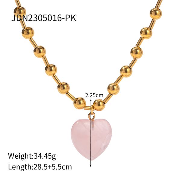 Designer INS Popular Stainless Steel Transparent Glass Crystal Pendant for Women Plated Gold Ball Necklace Banquet Party_voghion.com