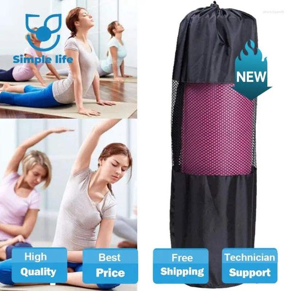 Bolsas de armazenamento Transportador de exercício de construção corporal Fácil de transportar saco de tapete de ioga com cinta ajustável Pilates