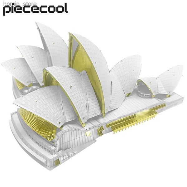 3D Puzzles Kit de construção de modelos Latecool Sydney Opera House Puzzle 3D Metal Jigsaw DIY Conjunto para brinquedo adulto para relaxamento Y240415