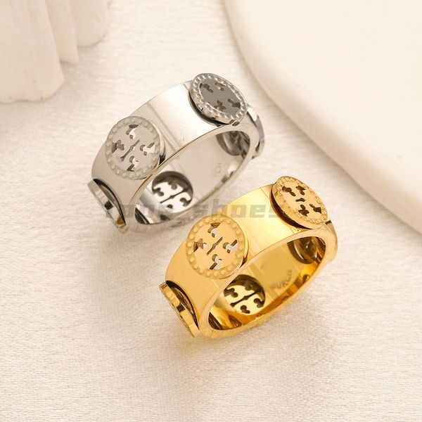 Mode Charme Ringe Schmuck 18k Gold Edelstahl Ring Klassiker TB Design Luxus für Frauen Ringe Männer Party Engagement Ehepaar Geschenke