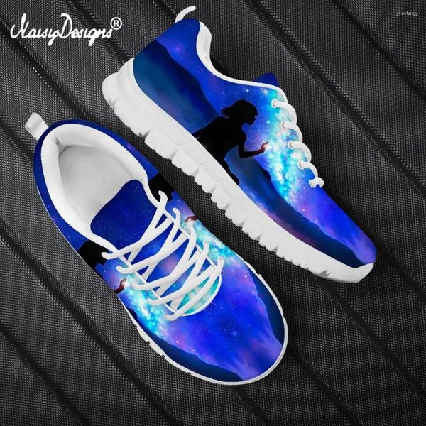 Lässige Schuhe Noisydesigns Moonlight Universe mit menschlichen Design Frauen Sneakers süße Drucke bequeme Mesh Schnürfleisch flache Zapatillas 2024
