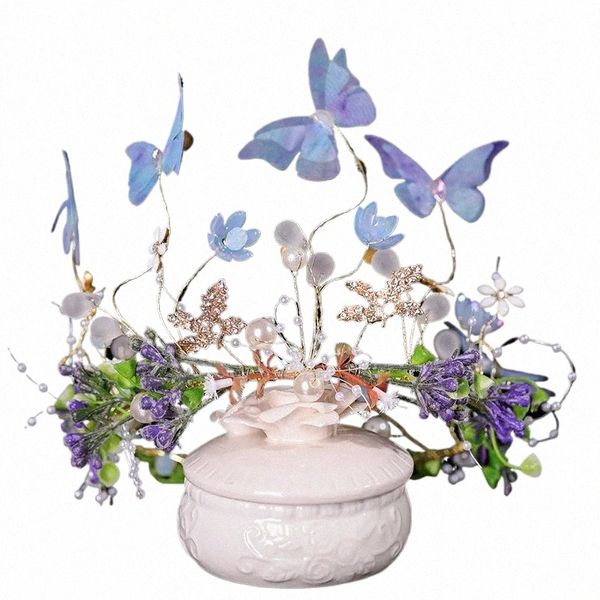 Fi Blue Pink Butterfly Wedding Bridal Headsds жемчужины From