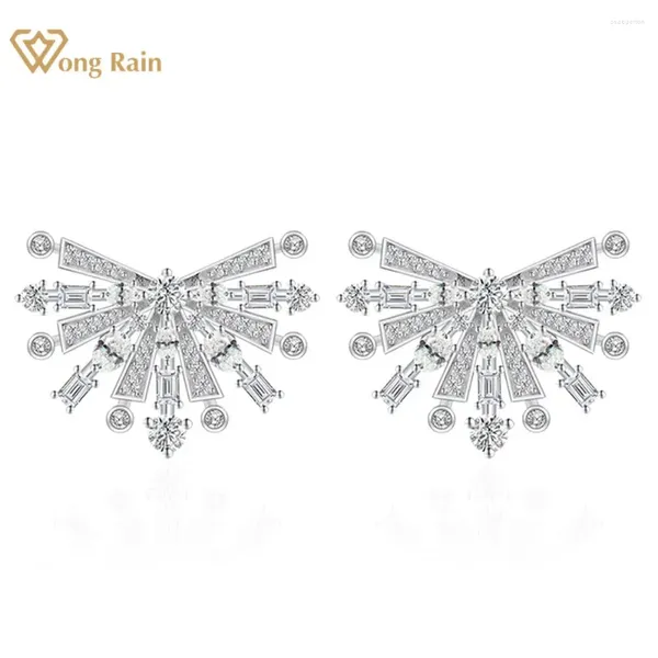 Stud Küpe Wong Rain 925 STERLING Gümüş Fan Laboratuvar Safir Taş Köpüklü Kulak Çıtçıtları Kadınlar İçin Güzel Takı Hediyeleri Toptan