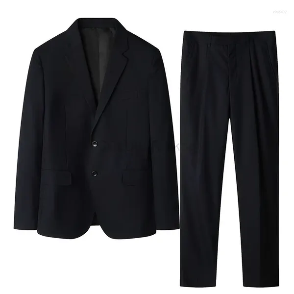 Calça de casaco de terno masculino 2 peças conjunto de moda casual vestido de negócios noivo de casaco blazers calças de calça