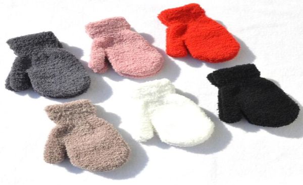 Kinder Winterhandschuhe massive Süßigkeiten Farbe Jungen Mädchen Acrylhandschuh Kinder Warm gestrickte Finger Stretch Streck