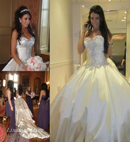 Pnina Tornai Brautkleider romantische Ballkleid funkelndes Kristallperlen Langer Traum Prinzessin Kirche Brautpartykleider3291039