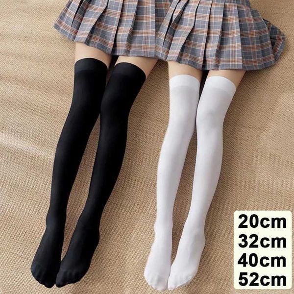 Calzini sexy jk woman calzini carini bianchi neri lolita calzini stretti a colore solido ginocchio calze alte moda kawaii cosplay cosplay calze in nylon sexy 240416