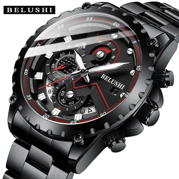 Armbanduhr Belushi Fashion Mens Uhren Top Chronograph Full Steel Waterd Quartz Watch Männer Date Sportuhr