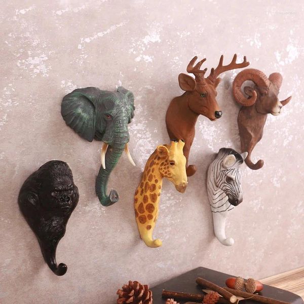 Крючки 3D смола для животных головы настенные настенные крюк декоративная шляпа для одежды вешалки для дома декор для девочек комната CL90317