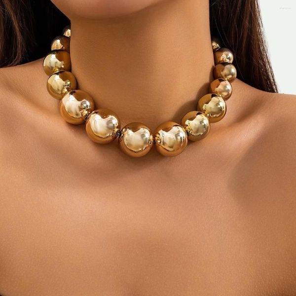 Choker Ingesight.z übertriebenes CCB -Material Big Ball Perlen Halskette für Frauen Punk Gold Farbe Hip Hop Kette Party Schmuckgeschenke