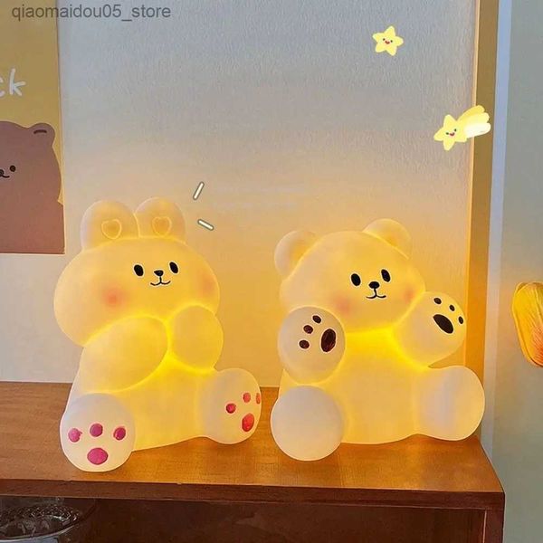 Lâmpadas tons de bebê Presente Urso de coelho Tabela de quarto Luz Luz LED Night Light Q240416