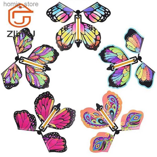 Aufwickelspielzeuge 10 Magic Folding Butterfly Überraschungskästen im Buch - Gummiband Powered Magic Flying Toys Überraschungskästen mit Schmetterlingsgeschenken Y240416