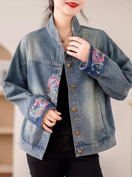 Giacche da donna design giacca di jeans ricamata retrò per la primavera 2024 Fashion Personality Shed Short Coat top jeans Jaqueta K478