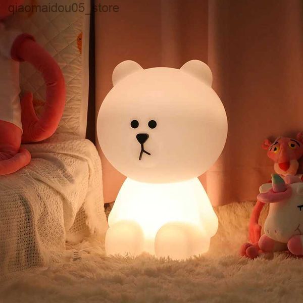 Lâmpadas tons nórdicos Baby Night Light Intelligent Automático Câmara Liga Criança Quarto Simples De Cartoon Luz Vermelho Luz Cute Bear Night Q240416