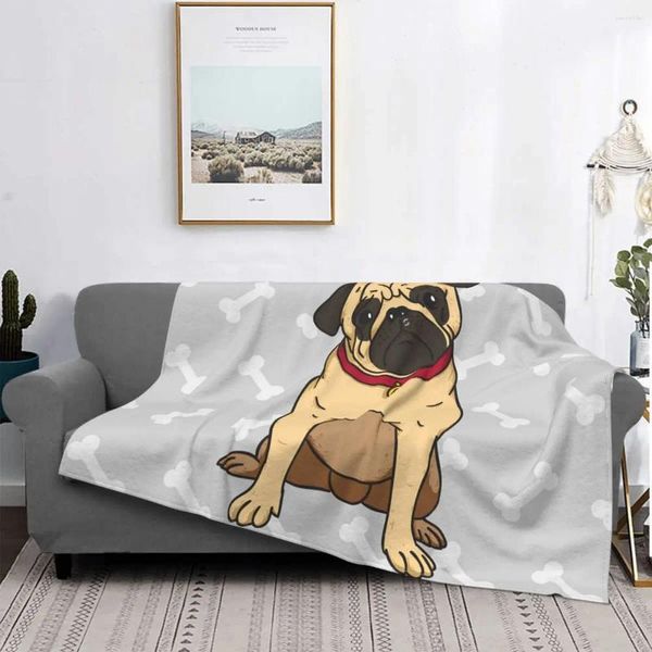 Одеяла ручка мопс собаки любитель щенка мужчина одеяло бархат в течение всего сезона дышащий тонкий бросок для плюшевого одеяла для кровати