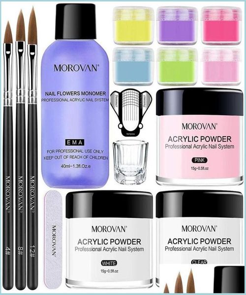 Kits de arte na unha Kits de acrílico em pó de gel de gel de enxada de enredar líquido de kit de cristal com mata -mata de manicure de manicure para unhas de arquivo de mamadeira 2044218