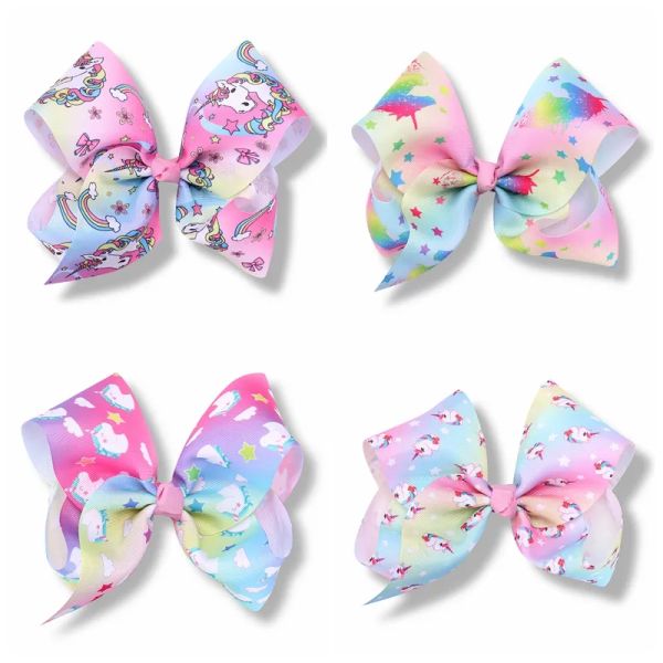 20ps Girls Jojo Unicorn da 7 pollici Assini Clip ALligator Clip Big Paint Love Rainbow Bowknot Hairpins Tastorwwear Bobbles Accessori ZZ ZZ